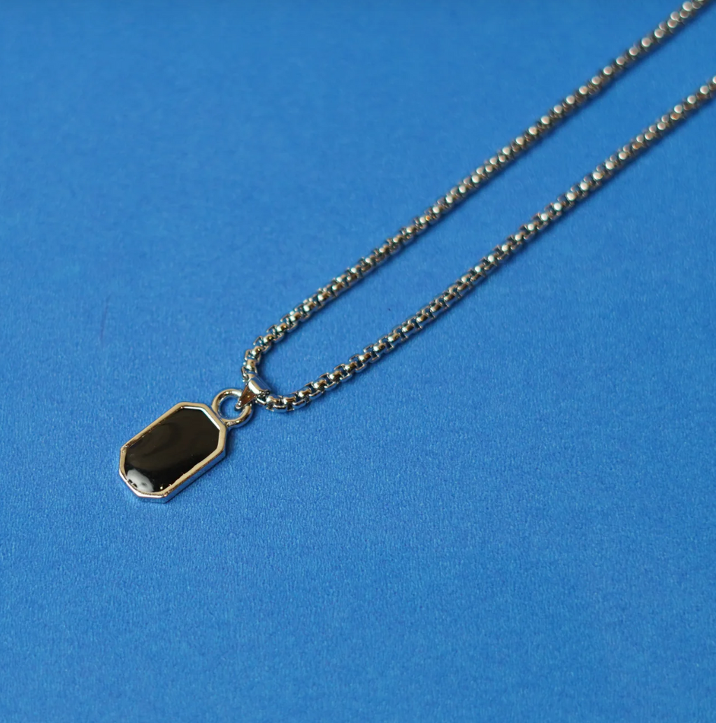 Silver Chain with Black Pendant
