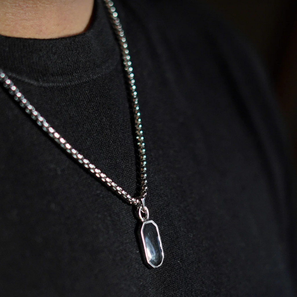 Silver Chain with Black Pendant