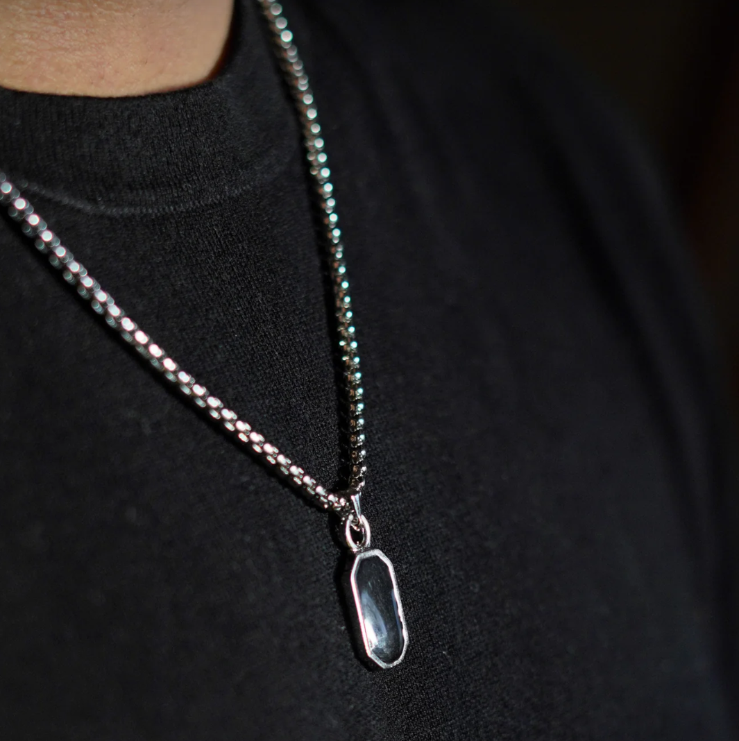 Silver Chain with Black Pendant